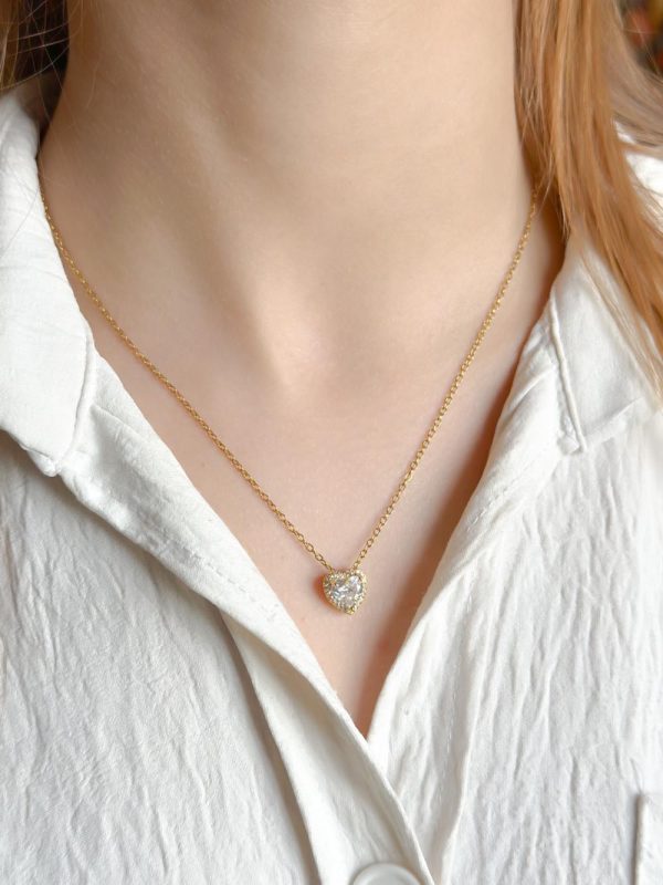 Collier Pandora en acier inoxydable avec pendentif cœur Miel P008762