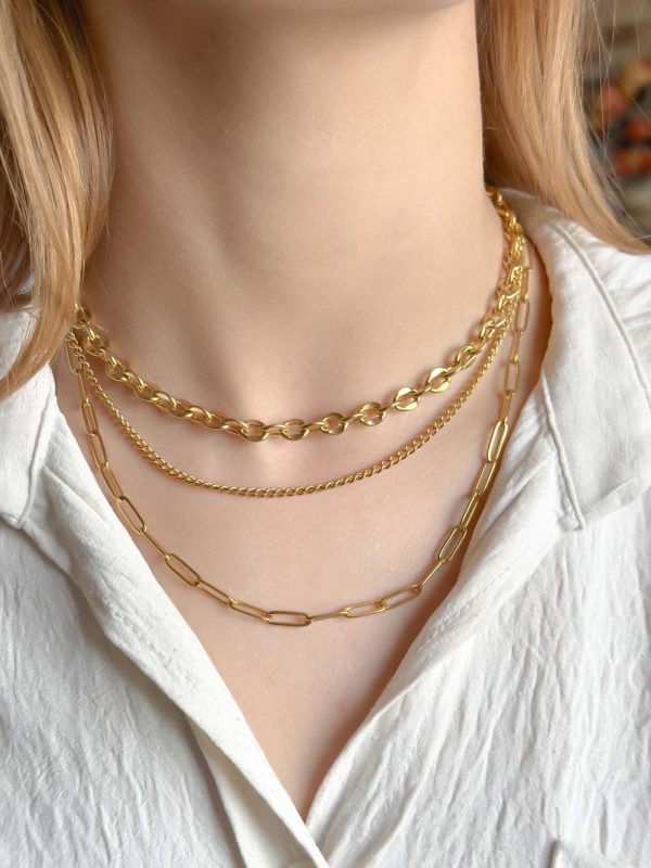 Collier Triple Chaîne en Acier Inoxydable P009036