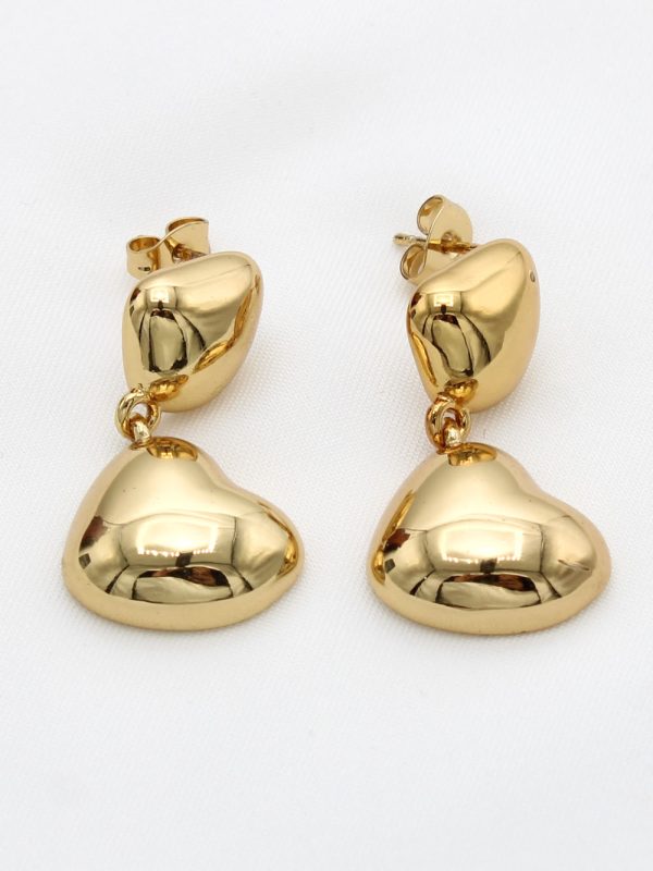 Boucles d’oreilles pendantes Cœur – Acier inoxydable P009206