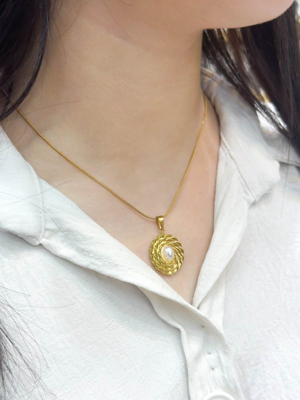 Collier Pendentif Rond en Acier Inoxydable P009382