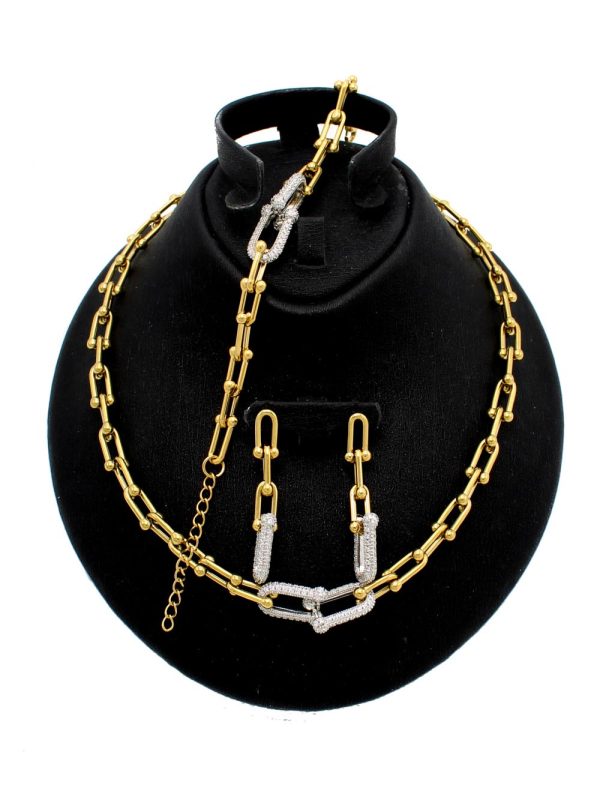 Parure Tiffany – Trois pièces élégantes avec deux pierres argentées P011574