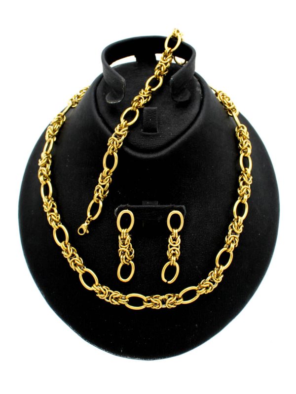 Parure Palmier – Trois pièces dorées au design moderne P011577